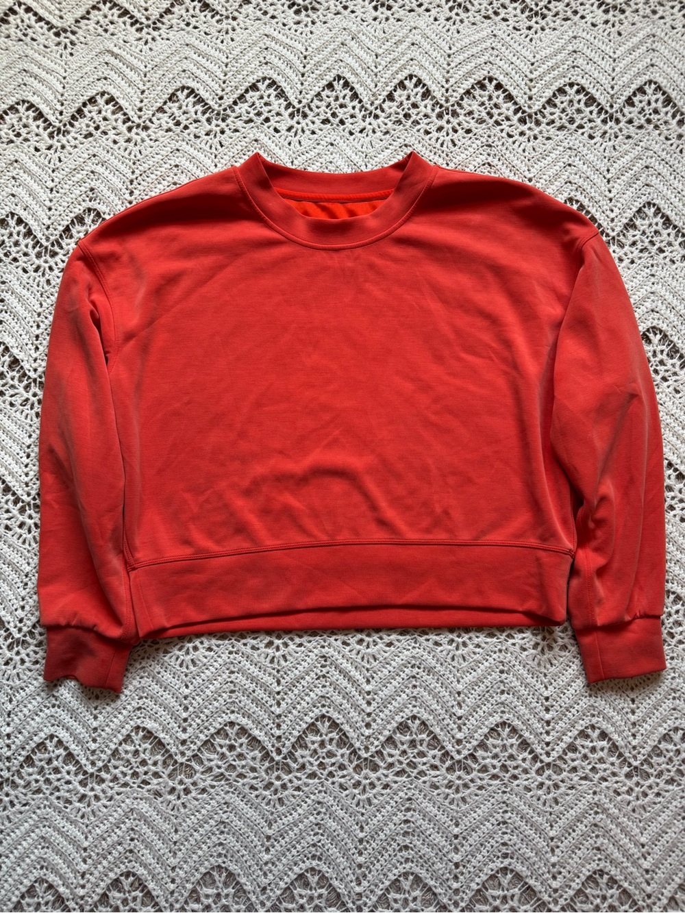 Lululemon Softstreme Perfectly Oversized Cropped Crewneck Sweatshirt Orange 6